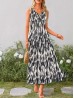 Abstract V -Neck Sleeveless Summer Dress